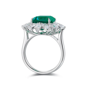 Stylish <b>Emerald</b> Cut Diamond Engagement <b>Ring</b> 925 <b>Silver</b> Classic Style Women's IGI Certified - Product Image 2