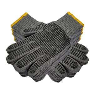 ถุงมือทำงานถักสีเทาป้องกันการลื่นป้องกันการเกิดไฟฟ้าสถิตถุงมือเพื่อความปลอดภัยทนทานต่อการใช้งานทั่วไปเป็นจุดสีดำ - Product Image 2