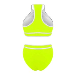Ensemble de maillot de bain sportif 2 pièces pour femme, color-block, col rond, sans manches, court, en Spandex/Polyester, écologique, respirant, séchage rapide - Product Image 3