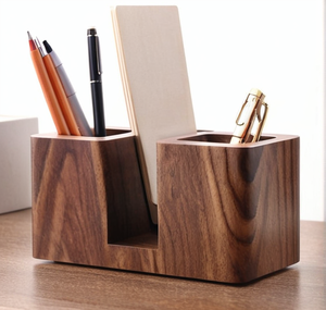 Support de stylo en bois massif (noyer noir, hêtre) et alliage d'aluminium rapide, design minimaliste et élégant pour bureau - Product Image 3
