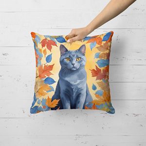 Almohada decorativa de hojas de gato Chartreux en otoño, lavable a máquina para uso en interiores y exteriores, 18H x 18W para decoración de patio y sofá cama - Product Image 2