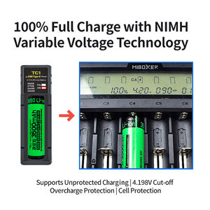 ZEROBEAM USB C เครื่องชาร์จแบตเตอรี่แบบชาร์จไฟได้ 1 ช่องใช้งานร่วมกับ 21700 18650 26650 Li ion NiMH การป้องกันการชาร์จอัจฉริยะ - Product Image 5