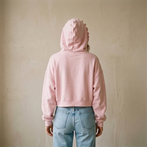 Custom Women <b>Crop</b> <b>Top</b> <b>Hoodie</b> & Sweatpants Set Blank Heavyweight Hooded Sweatshirt Fall Outfit OEM Private Label Manufacturer - Product Image 2