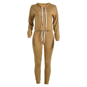 Hot Style Premium Quality Women's Crop Top <b>Tracksuits</b> Casual Hooded Lace 100% Cotton with Unique Custom Logo Top Sale Price! - Product Image 2