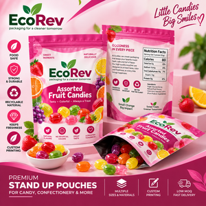 ถุงซิปล็อค EcoRev สำหรับอาหาร ชนิดตั้งได้ รีไซเคิลได้ เหมาะสำหรับบรรจุถั่วรวม อัลมอนด์ พิสตาชิโอ ถุงขนมพรีเมียม - Product Image 2