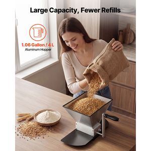 Moulin à grains manuel réglable pour kits de brassage maison, 2 rouleaux en acier inoxydable, broyeur d'orge pour la brasserie de bière au blé - Product Image 2