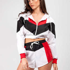 Wind Breaker Jackets <b>Shorts</b> Sets 2 Pieces Oversized Heavy Polyester Casual Windbreaker Tracksuits Set Women - Product Image 2