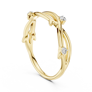 Anillo de Diamantes Cultivados en Laboratorio NATURES EMBRACE, Oro Amarillo de 18 Quilates con Baño de Rodio, Piedras Laterales, Regalo para Mujer, Compromiso, Boda, Fiesta - Product Image 2