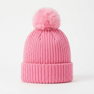 Accessoires de mode d'hiver OEM/ODM, bonnet en tricot côtelé épais et chaud avec pompon amovible - Product Image 4