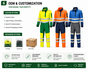 Overol de Seguridad de Alta Visibilidad, Ropa de Trabajo Reflectante, Overol de Alta Visibilidad para Hombre, Overol Protector Duradero, Uniforme de Trabajo Industrial Largo - Product Image 6