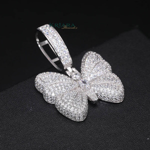 Pendentif Papillon en Moissanite, Argent 925 Plaqué Rhodium, Coupe Ronde Brillante, Charme Thème Luxe, Bijou Quotidien pour Femme - Product Image 1