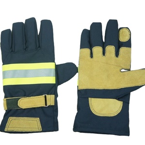 Gants de lutte contre l'incendie de résistance à la chaleur de soudure en cuir fendu de vache longs gants ignifuges avec logo et design personnalisés - Product Image 1