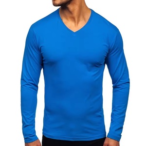 Men's Slim Fit 180 Grams 100% Cotton T-Shirt Long Sleeve O-Neck Breathable Quick Dry Street Wear Embroidery Logo Plain Blank - Product Image 1