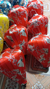 Silk Lantern Peach Orange Pink Diamond Shape Hoi An Silk Lantern with Floral <b>Pattern</b> Waterproof Hanging Decor Silk Lantern Lamp - Product Image 3