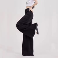 Jeans de mezclilla de cintura alta y pierna ancha para mujer al por mayor, transpirables, estilo acampanado personalizado, suaves, lavados con arena, casuales, lavables, OEM ODM