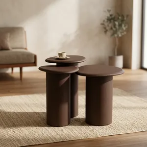 Modern Rattan <b>Nesting</b> Coffee <b>Table</b> Set Minimalist Living Room Furniture Round Design for Home Decor - Product Image 4