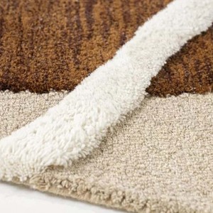 Abstract Irregular Shape Rug Beige Brown Modern Hand Tufted Carpet Minimalist Artistic Area Rug for Bedroom Living Room Decor - Product Image 2