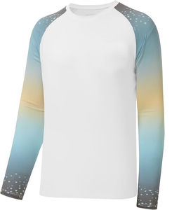 <b>Men's</b> Breathable Full Sleeve Rash Guard Adult <b>Swim</b> <b>Top</b> Yellow with Colorful Print UPF50+ Anti UV Protection - Product Image 3