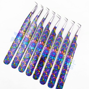 Pince à épiler RMI Regular 90 degrés, pointe recouverte de papier, préhension simple, précision 10 mm, pour extensions de cils, en acier inoxydable japonais, dentelée - Product Image 2