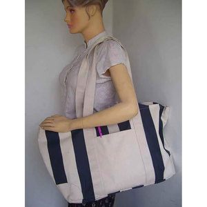 Bolsa de Mano Reutilizable para Mujer, de Lona de Poliéster, con Asas de Cuero, Diseño Bordado e Impreso, Cierre de Cremallera, Múltiples Bolsillos - Product Image 2