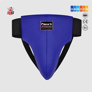 OMIKA INTERNATIONAL Protège-entrejambe de boxe professionnel unisexe - Protection en cuir résistant aux chocs pour MMA, mousse haute densité, logo personnalisé - Product Image 1