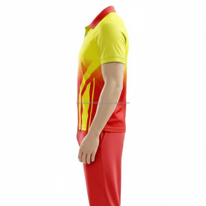 Uniforme de Cricket Amarillo Sublimado de Manga Corta Transpirable Personalizado OEM al por Mayor - Product Image 4