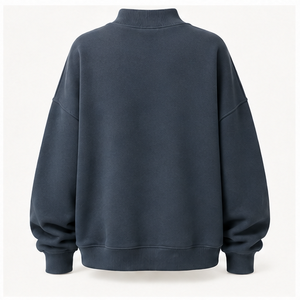 Sudadera Personalizada para Mujer, Color Gris Carbón, Cuello Alto Simulado, Hombros Caídos, Manga Larga, Modelo WSS-0001 - Product Image 3