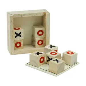 Juego de Mesa Tic-Tac-Toe de Madera con Caja de Almacenamiento Deslizable y 9 Cubos de Madera - Product Image 2