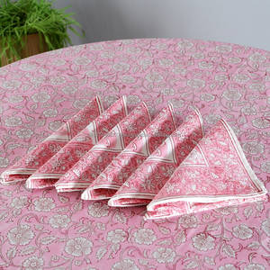 <b>Pink</b> Floral Indian Block Print Round <b>Tablecloth</b> Boho Cotton Circle Table Cover for Dining, Kitchen, Housewarming Gift - Product Image 4