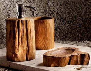 Natural Wood 3 Piece Bathroom <b>Set</b> with <b>Soap</b> Dispenser Cup and <b>Soap</b> Dish Eco Friendly - Product Image 1
