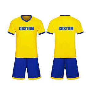 Tenues de football personnalisées de haute qualité pour hommes, col en V, impression par sublimation, respirantes, séchage rapide, ensemble de maillots - Product Image 1