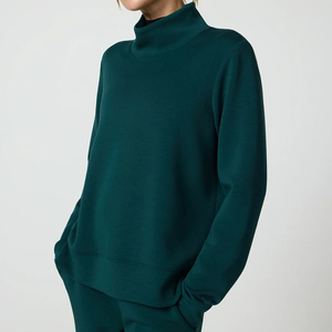 High Quality Women Mock Neck Pullover Sweatshirt Cotton Fleece <b>Top</b> - Product Image 5