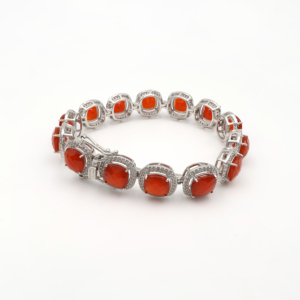 925 Sterling Silver Natural <b>Red</b> Onyx <b>Bracelet</b> Rhodium Plated OEM ODM Fine Jewelry - Product Image 5