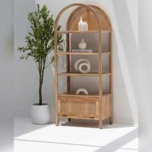 Étagère de présentation en bois Vandana Merino Elara, design moderne en bois massif, meuble de rangement minimaliste - Product Image 3