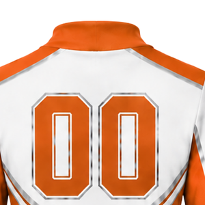 <b>Orange</b> White Printed Sublimated Cheer Long Sleeve Uniform Set <b>Pleated</b> <b>Skirt</b> Athletic Team Sportswear Training Practice - Product Image 6