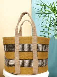 Excellent Quality Stylish Geometric Pattern Jute Tote <b>Bag</b> Fashion Carry <b>Bag</b> for Boutique Shopping Available at Good Price - Product Image 3