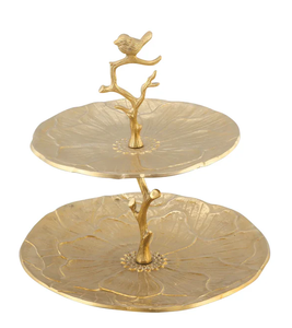 <b>3</b>-<b>Tier</b> Luxury Gold Metal <b>Cake</b> <b>Stand</b> Branch Leaf Design Dessert Cupcake Display Tray for Wedding Party Event Home Decoration - Product Image 2