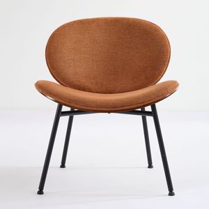 Poltrona Moderna Stile Mid-Century con Seduta Singola in Tessuto Arancione, Finitura Noce e Schienale Confortevole per Soggiorno - Product Image 2