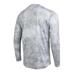 Camiseta de Pesca de Manga Larga para Hombre, Estampada, de Secado Rápido, Corte Ajustado, Cuello Redondo, Informal, Gris, con Patrón, de Poliéster Tejido - Product Image 4