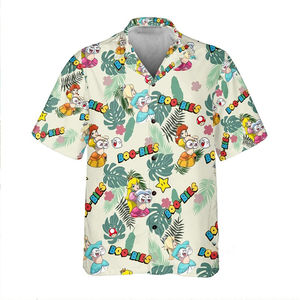 Chemise hawaïenne personnalisée pour homme, t-shirt de camping, impression 3D fluorescente, vêtements décontractés à manches courtes, style streetwear tendance. - Product Image 3