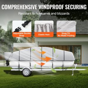 Housse de bateau ponton étanche et remorquable 23-24 en tissu Oxford PU 800D de qualité marine, coupe-vent, pour moteur 16+ - Product Image 4