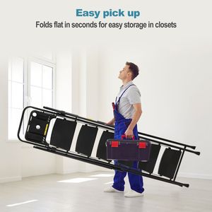 Lightweight Portable Steel Folding <b>Step</b> <b>Stool</b> with Anti-Slip Bandwidth Pedals & Tool Trays for Kitchen Use - Product Image 4