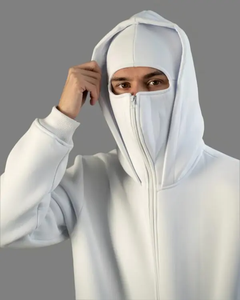 Sudadera Blanca de Cuello Redondo para Hombre con Diseño de Mascarilla, Ajuste Holgado, Tejido de Algodón, Estampado Digital, Ropa Casual de Otoño - Product Image 3