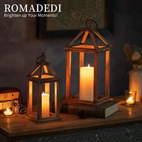 Set aus 2 Luxuriösen Rustikalen Holzlaternen Dekorativer Kerzenhalter Handgefertigt Individuelle Form Weihnachten Hochzeit Heim-Dekor Innenbereich