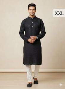 Ensemble Kurta Pyjama de Mariage pour Homme, Très Demandé, de Créateur, Tenue de Soirée Luxueuse et Confortable, Style Ethnique, Disponible à la Vente - Product Image 2