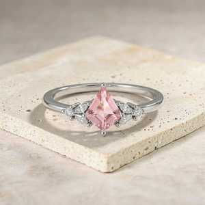 Kite Cut Pink Tourmaline <b>Ring</b> 925 Sterling Silver Natural Tourmaline Engagement <b>Ring</b> Minimalist October Birthstone - Product Image 2