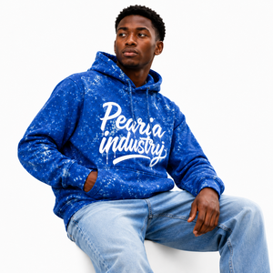Sudadera con Capucha Azul Tie Dye para Hombre, Sudadera Gruesa con Bolsillo Frontal con Logotipo Personalizado, Ropa Urbana de Invierno - Product Image 6
