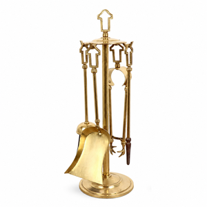 Custom Manufacturer Brass Fireplace <b>Tool</b> Set Heavy Duty Polished Gold <b>Fire</b> <b>Tools</b> Set With Stand Vintage Hearth Accessories - Product Image 2