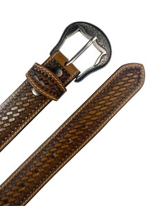 Hand <b>Tooled</b> Full Grain Leather Western <b>Belt</b> Western Stylish Genuine Leather Unisex Removable Buckle <b>Belt</b> - Product Image 4