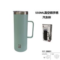 Vaso de Viaje de Acero Inoxidable de 550 ml, Diseño Minimalista, Aislamiento al Vacío de Doble Pared, Asa, Aislamiento Térmico de Más de 24 Horas